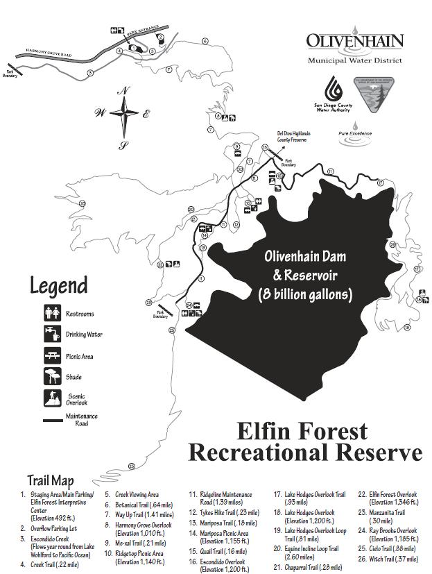 Elfin Forest Trail Map Elfin Forest Recreational Reserve - Trailmeister