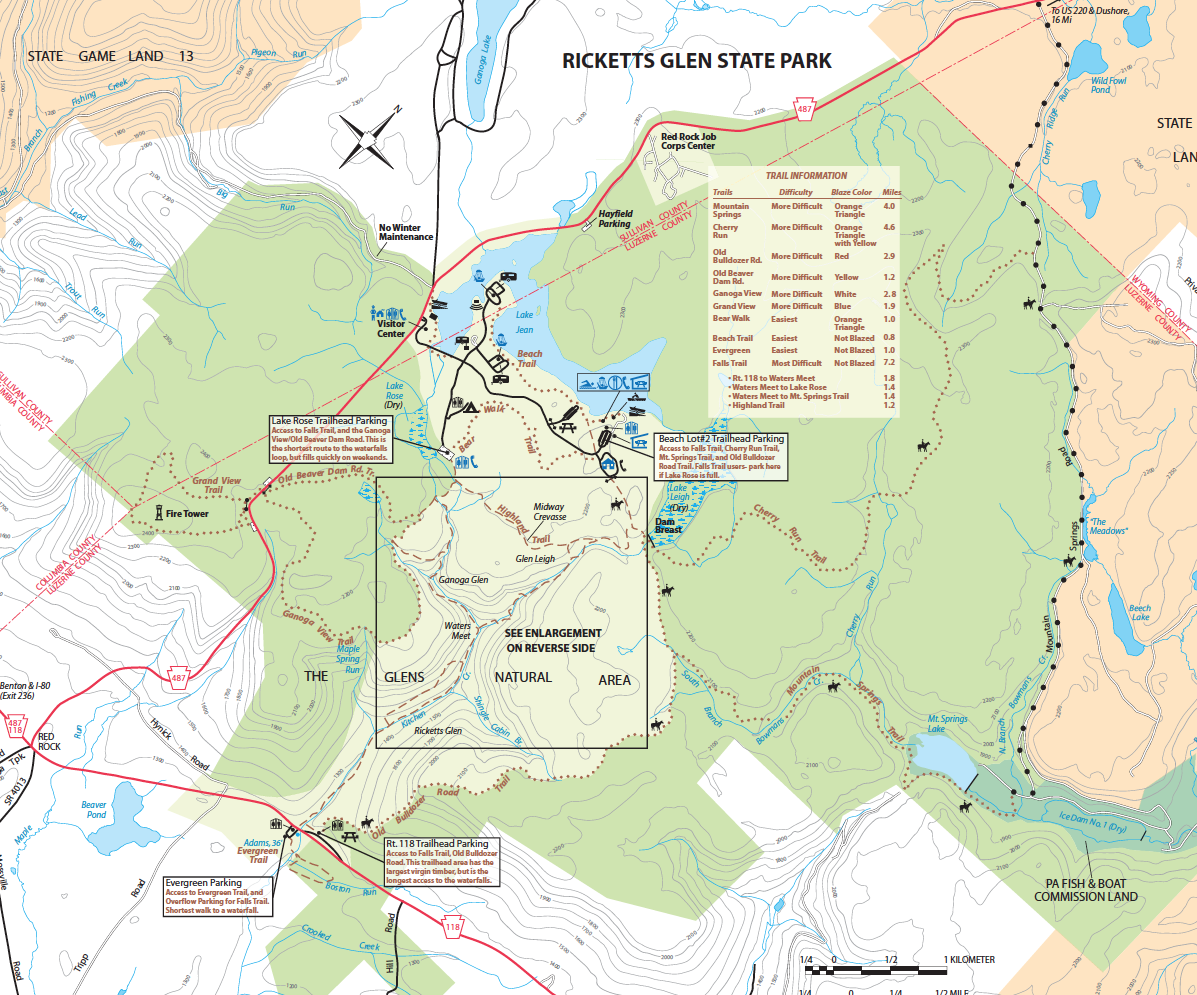 ricketts glen state park map Ricketts Glen State Park Trailmeister ricketts glen state park map