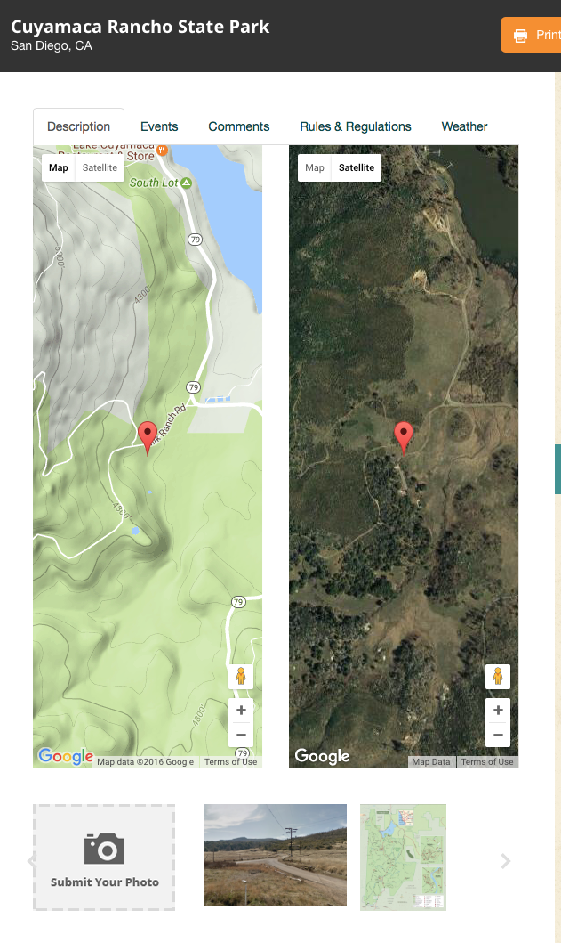 Cuyamaca State Park Trail Map