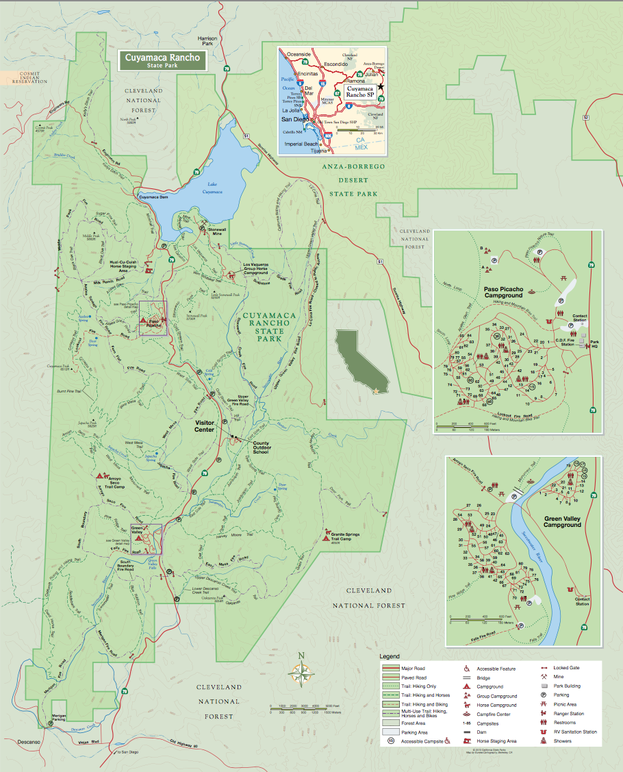 Cuyamaca Rancho State Park Map Cuyamaca Rancho State Park   TrailMeister