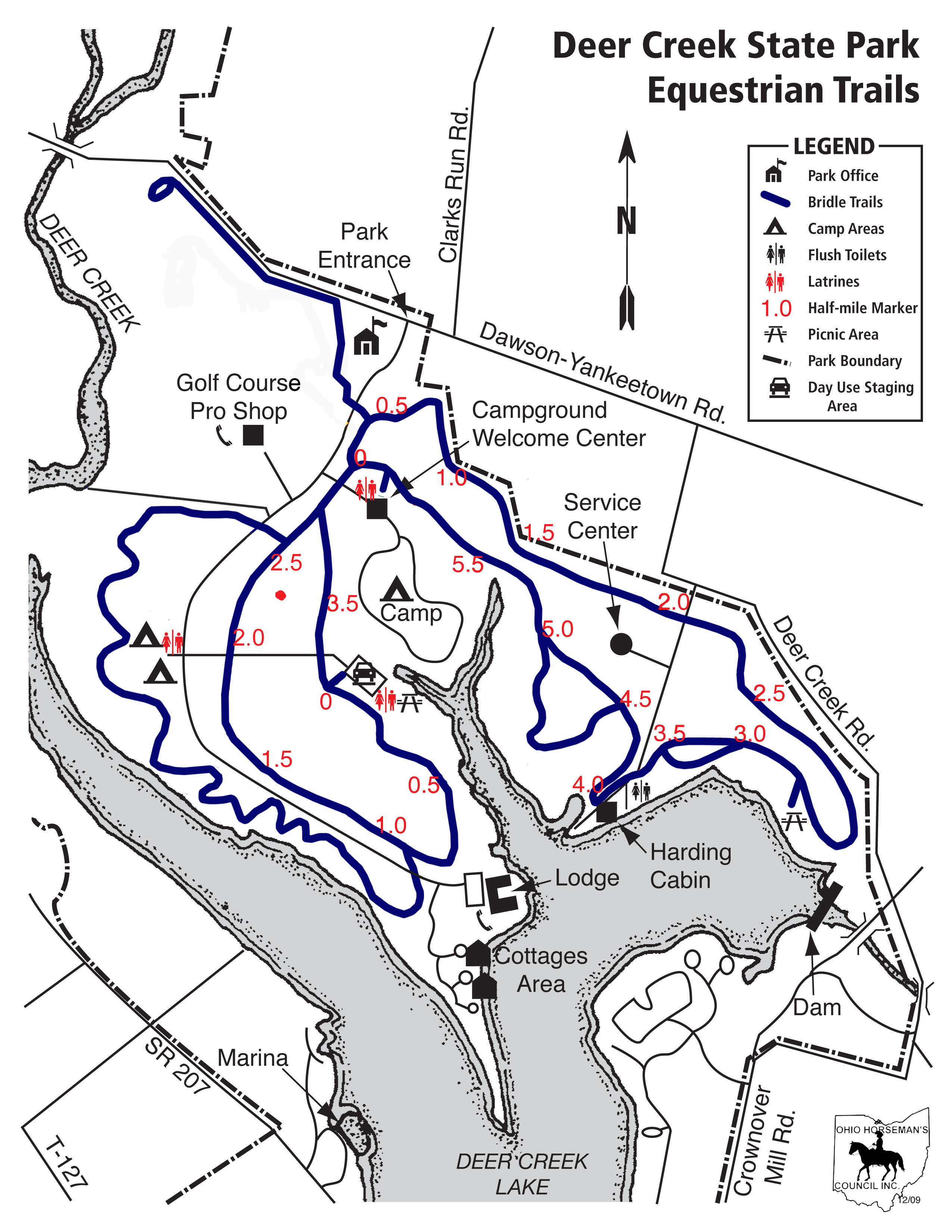 Deer Creek State Park Map Hiking In Map   Deer Creek State Park Bridle Trail Map OHC Rev 4 